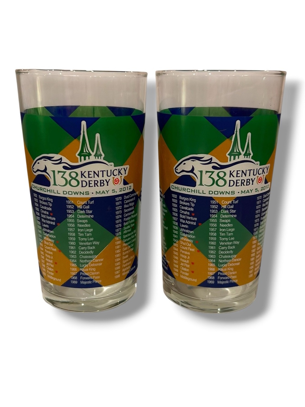 Lot Of 2-  138 Kentucky Derby Churchill Downs May 5 2012 Glasses NWOT